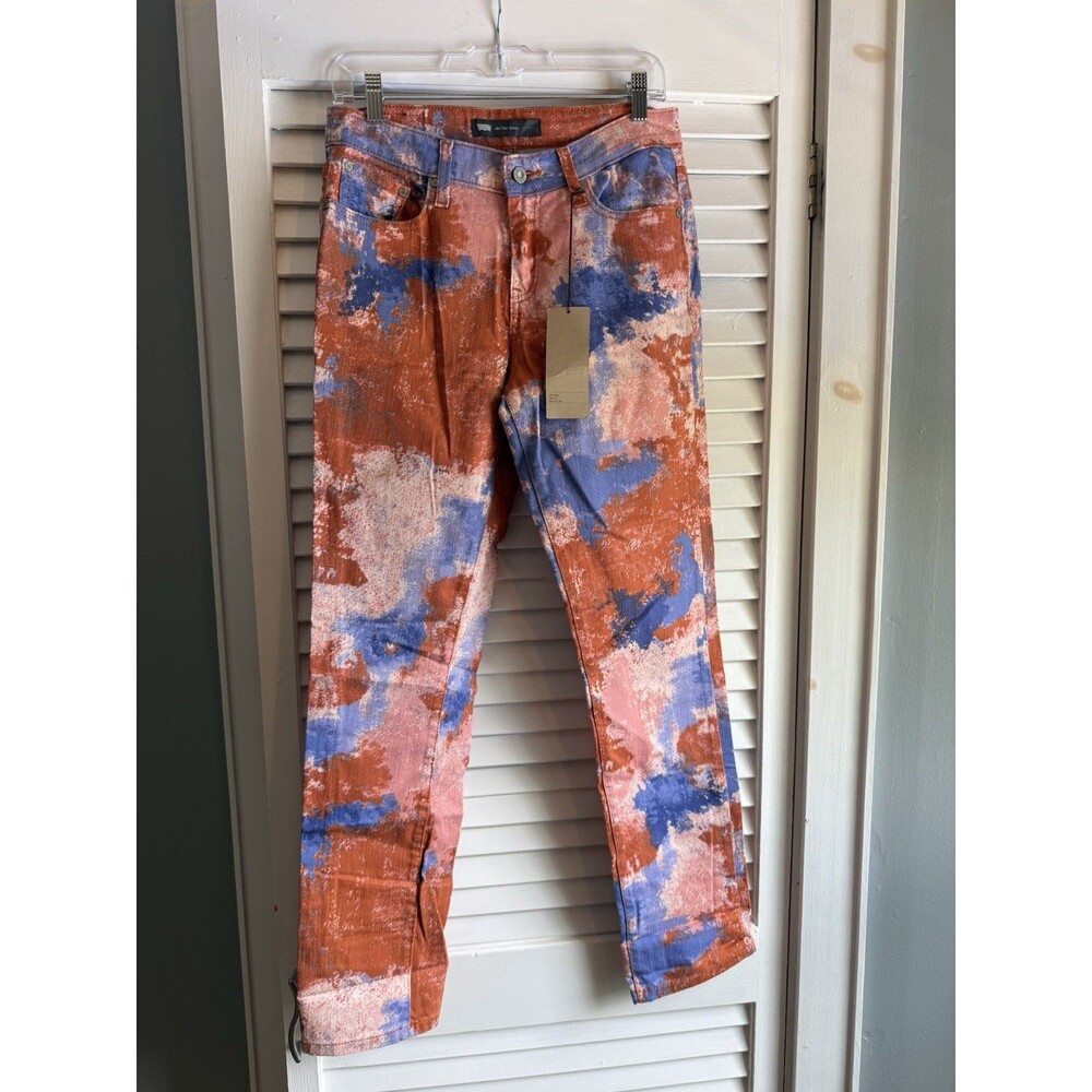 Levis Women's Jeans Size 8M 29x32 Mid Rise Skinny Orange TieDye Denim Hippie